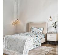 Italian Bed Linen COMPLETO LETTO PIAZZA E MEZZA NO STIRO KARMA - Prodotto in Italia - Microfibra - Sopra 180x270 cm, Sotto 120x200 cm con Angoli Elasticizzati 25 cm, Federa 50x80 cm - RAMAGE