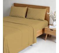 Italian Bed Linen Completo letto WATER WASHED Matrimoniale in Microfibra, Set Lenzuola Letto Matrimoniale 4 pezzi Lenzuolo Sotto con Angoli 170x200, Lenzuolo Sopra 240x270, Coppia federe - OCRA