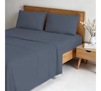 Italian Bed Linen Completo letto WATER WASHED Matrimoniale in Microfibra, Set Lenzuola Letto Matrimoniale 4 pezzi Lenzuolo Sotto con Angoli 170x200, Lenzuolo Sopra 240x270, Coppia federe - BLU
