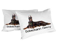 Italian Bed Linen coppia di federe stampata in digitale mis: 52 x 82 cm+ patella interna, 100% Cotone, Doberman Family, 52x82x1 cm, 2 unità
