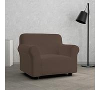 Italian Bed Linen Copripoltrona 1 Posto con Braccioli Dahlia - Copri Poltrona Elasticizzato, Aderenza Perfetta da 80 a 100 cm - Telo Poltroncina, Tessuto elastico in molti Colori (1 Posto, Marrone)