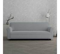 Italian Bed Linen Copridivano Leslie 3 Posti con braccioli - Fodera Sagomata Estensibile 190-215 cm in Poliestere + Elastan, Salvadivano Elasticizzato - Grigio Chiaro