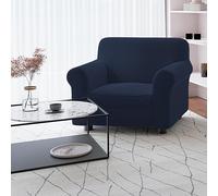 Italian Bed Linen Copridivano FASHIONABLE Estensibile da 65 a 95 cm - Salvadivano Elasticizzato in Poliestere, Cotone ed Elastan, Protezione Divano 1 Posto - BLU SCURO