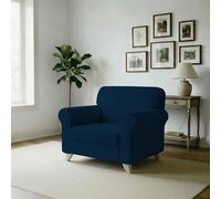 Italian Bed Linen Copridivano IRIS Elastico Sagomato - Copertura Divano 1 POSTO Elasticizzata, Tessuto Estensibile da 80 a 100 cm, Lavabile - Tinta Unita BLU SCURO
