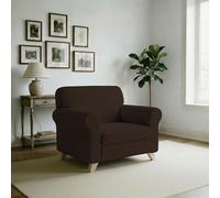 Italian Bed Linen Copridivano IRIS Elastico Sagomato - Copertura Divano 1 POSTO Elasticizzata, Tessuto Estensibile da 80 a 100 cm, Lavabile - Tinta Unita MARRONE