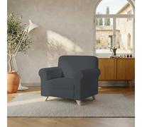 Italian Bed Linen Copridivano Leslie 1 Posto con braccioli - Fodera Sagomata Estensibile 80-100 cm in Poliestere + Elastan, Salvadivano Elasticizzato - Grigio Scuro