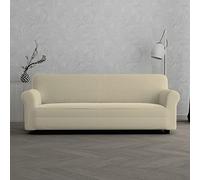 Italian Bed Linen Copridivano Leslie 3 Posti con braccioli - Fodera Sagomata Estensibile 190-215 cm in Poliestere + Elastan, Salvadivano Elasticizzato - Panna