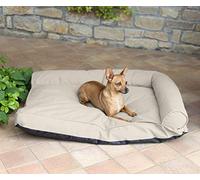 Italian Bed Linen DIVANETTO TOBY SFODERABILE - LAVABILE - per Cani e Gatti - Cuccia Imbottita in Microfibra - Doppia Zip - Fondo Waterproof Antiscivolo - Lettino per Animali 89 x 64 x 20 cm - Beige