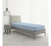 Italian Bed Linen Lenzuolo sotto con Angoli Max Color, Cotone, Azzurro, Singolo