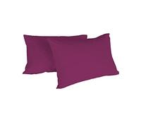 Italian Bed Linen Max Color Coppia di Federe Tinta Unita, 100% Cotone, Fucsia, 52 x 82 cm