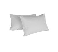 Italian Bed Linen Max Color Coppia di Federe Tinta Unita, 100% Cotone, Grigio Chiaro, 52 x 82 cm
