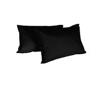 Italian Bed Linen Max Color Coppia di Federe Tinta Unita, 100% Cotone, Nero, 52 x 82 cm