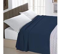 Italian Bed Linen Max Color Lenzuolo Sopra Tinta Unita, 100% Cotone, A Una Piazza e Mezza, Blu Scuro, 180 x 300 cm
