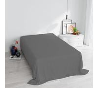 Italian Bed Linen Max Color Lenzuolo Sopra Tinta Unita, 100% Cotone, A Una Piazza e Mezza, Fumo, 180 x 300 cm
