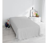 Italian Bed Linen Max Color Lenzuolo Sopra Tinta Unita, 100% Cotone, A Una Piazza e Mezza, Grigio, 180 x 300 cm