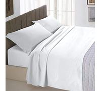 Italian Bed Linen Max Color Lenzuolo Sopra Tinta Unita, 100% Cotone, Singolo, Bianco, 150 x 300 cm