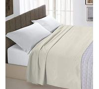 Italian Bed Linen Max Color Lenzuolo Sopra Tinta Unita, 100% Cotone, Singolo, Panna, 150 x 300 cm