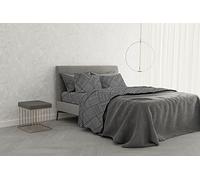 Italian bed Linen MB HOME BASIC Completo Letto “Dafne”, Matrimoniale, Citylife Grey