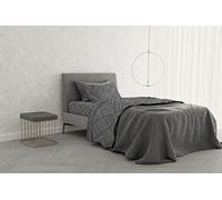 Italian bed Linen MB HOME BASIC Completo Letto “Dafne”, Singolo, Citylife Grey