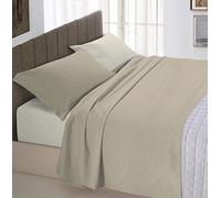 Italian Bed Linen Natural Color Completo Letto Doppia Faccia, 100% Cotone, Tortora/Panna, Matrimoniale, 4 Unità