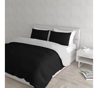 Set Copripiumino 100% Cotone Natural Color, Made in Italy - Parure Copri Piumino - Sacco Piumone 250x200 cm con Doppia Patella e Federe Cuscino, Matrimoniale, Nero/Grigio Chiaro