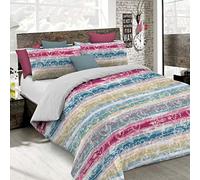 Italian Bed Linen Parure Copripiumino Fashion, Microfibra, Multicolore (Love Lines), 1 Piazza e Mezza