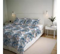 Italian Bed Linen Parure Copripiumino RIVER - Prodotto in Italia - Set Copripiumino Matrimoniale - Sacco 250x200 cm + Patella e 2 Federe 50x80 cm - Cotone 80% Fibre Miste 20% - Sepik Blue