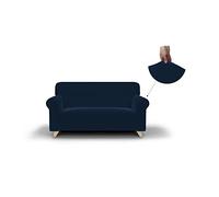Italian Bed Linen Più Bello copridivano bielastico Sagomato Tessuto a Struttura Liscia, 97% Poliestere + 3% Elastan, Blu Scuro, 2 Posti