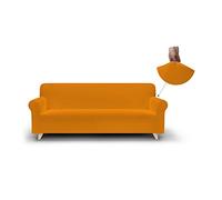 Italian Bed Linen Più Bello copridivano bielastico Sagomato Tessuto a Struttura Liscia, 97% Poliestere + 3% Elastan, Arancio, 3 Posti