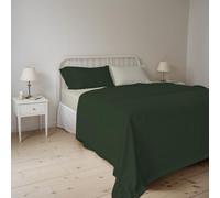 Italian Bed Linen Set Lenzuola Matrimoniale 100% Cotone Natural Color, Made in Italy - Completo Letto, Lenzuolo Sotto con Angoli, Telo Sopra 240x300cm e Federe con Patella Interna, Verde Oliva/Panna