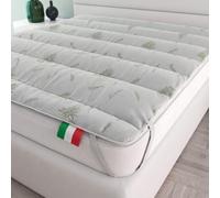 Italian Bed Linen Topper Aloe, Imbottito e Trapuntato, Lavabile | Matrimoniale 160x195 cm, 100% Microfibra Trattamento Aloe, Made in Italy, Elastici per il Fissaggio, Imbottitura 250 gr