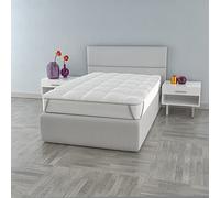 Italian Bed Linen Topper Basic Trapuntato con Elastici, Bianco, Singolo 80 x 195 cm