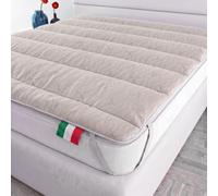 Italian Bed Linen Topper Lino, Imbottito e Trapuntato, Lavabile | Matrimoniale 160x195 cm, Microfibra + Fibra di Lino, Made in Italy, Elastici per il Fissaggio, Imbottitura 250 gr