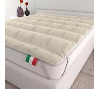 Italian Bed Linen Topper Rame, Imbottito e Trapuntato, Lavabile | Matrimoniale 160x195 cm, Microfibra + Filamento di Rame, Made in Italy, Elastici per il Fissaggio, Imbottitura 250 gr
