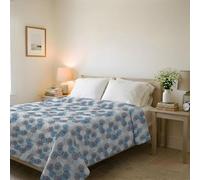 Italian Bed Linen Trapuntino Estivo Linea BASIC Made in Italy Copriletto Stampato in Morbida Microfibra - Trapunta Primavera Estate Mezza Stagione - Soffioni Blu, Matrimoniale 250x240cm