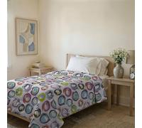 Italian Bed Linen Trapuntino Estivo Linea BASIC Made in Italy Copriletto Stampato in Morbida Microfibra - Trapunta Primavera Estate Mezza Stagione - Cerchi astratti, Singolo 160x240cm
