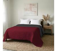 Italian Bed Linen Trapuntino Estivo Linea Elegant Made in Italy Copriletto Stampato in Morbida Microfibra - Trapunta Primavera Estate Mezza Stagione - Matrimoniale 260x270cm, Bordeaux/Grigio Scuro