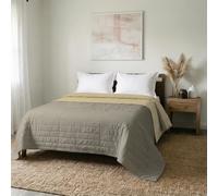 Italian Bed Linen Trapuntino Estivo Linea Elegant Made in Italy Copriletto Stampato in Morbida Microfibra - Trapunta Primavera Estate Mezza Stagione - Matrimoniale 260x270cm, Tortora/Panna