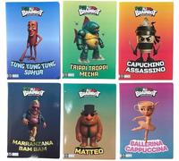 ITALIAN BRAINROT MAXI QUADERNO CONF. 6 PEZZI 100GR VARIE RIGATURE FORMATO A4