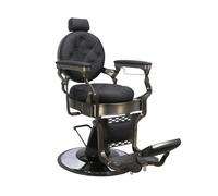 Italian Design - Poltrona da Barbiere Professionale Olympo - Design Classico con Schienale Reclinabile, Braccioli Ergonomici, Regolazione dell'Altezza Idraulica e Rivestimento in Vinile - Nero