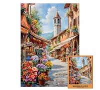 Italian Flower Market Puzzle for Adults | Romantic Wooden Jigsaw in Rustic Village Scene | Floral Street Art Puzzle | Gift from Italy (XXL-1000PIECES)