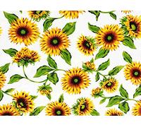 Italian Home Textile Company 2 Metri Tessuto per Tovaglie : Motivo Girasoli | Prodotto Made in Italy | 100% Puro Cotone | Altezza 180 cm | Il Tessuto è in Vendita al Metro