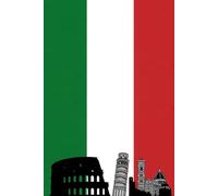 Italian Landmarks Notebook - Skyline Overlay on Italian Flag: Celebrate Italian Heritage with Iconic Landmarks Silhouetted Over the Tricolor