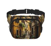 Italian Old Street - Marsupio unisex alla moda, elegante marsupio per allenamento, corsa, viaggi ed escursionismo, Nero , Taglia unica