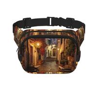 Italian Old Street - Marsupio unisex alla moda, elegante marsupio per allenamento, corsa, viaggi ed escursionismo, Nero , Taglia unica