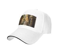 Italian Old Street Print Taglia Regolabile Sandwich Baseball Cap Traspirante Unisex Casual Cappello Uso quotidiano Sport, bianco, Taglia unica