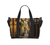 Italian Old Street Print Travel Duffel Bags Weekender per le donne, borsa leggera da portare avanti, borsa per oggetti personali, Nero , Taglia unica