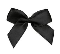 Italian Options Fiocchi di nastro di raso autoadesivi, confezione da 12 pezzi, larghezza fiocco 5 cm, nero