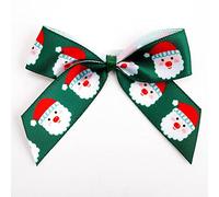 Italian Options Fiocchi Natalizi con Faccia di Babbo Natale, Confezione da 12 Pezzi, Larghezza Fiocco 5 cm, Raso Verde