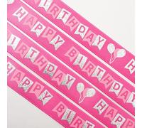Italian Options Nastro di raso con scritta "Happy Birthday", 16 mm x 10 m, rosa acceso